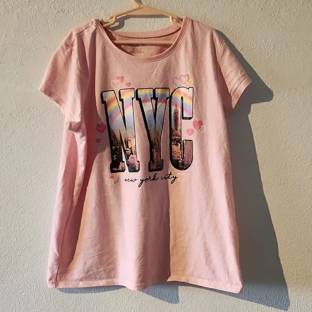 Childrens place girls xl tshirt pink new york city